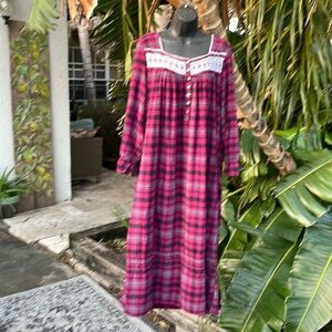 Eileen West flannel plaid nightgown
